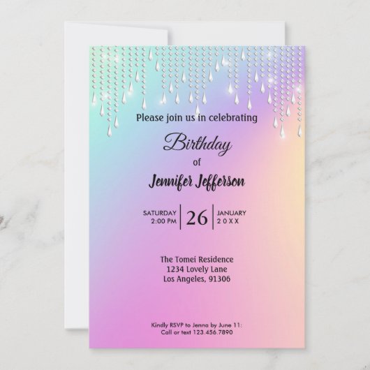 Invitation d'anniversaire pailletée moderne (Devant)