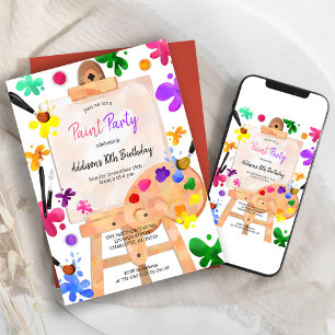 Invitation d'anniversaire Paint Party Art