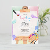 Invitation d'anniversaire Paint Party Art (Debout devant)