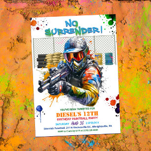 Invitation d'anniversaire Paintball