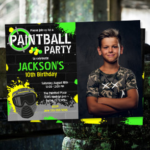 Invitation d'anniversaire Paintball Party avec pho
