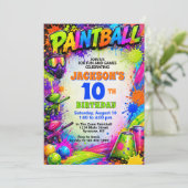 Invitation d'anniversaire Paintball Thème éclabous (Debout devant)
