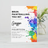 Invitation d'anniversaire Paintballing (Debout devant)