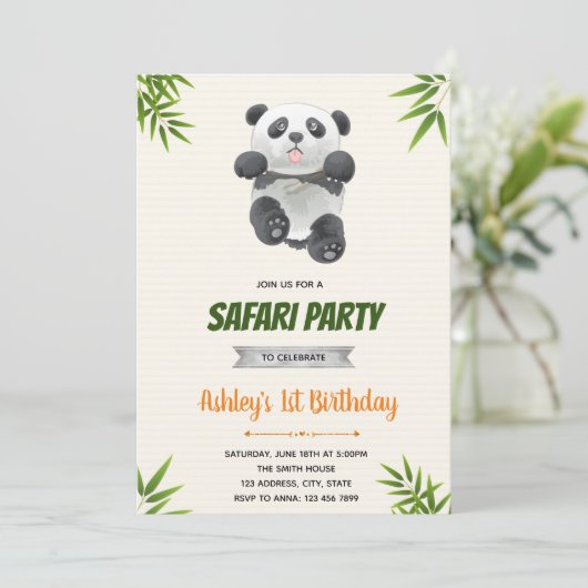 invitation d'anniversaire panda (Debout devant)