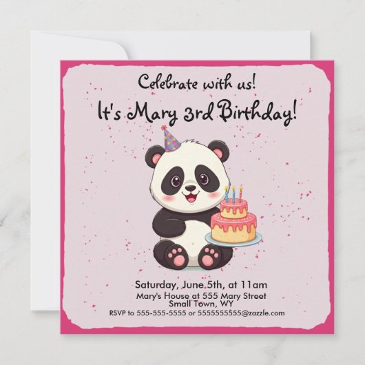Invitation d'anniversaire Panda (Devant)