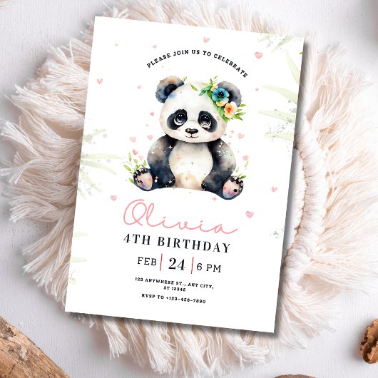 Invitation d'anniversaire Panda, Anniversaire de f