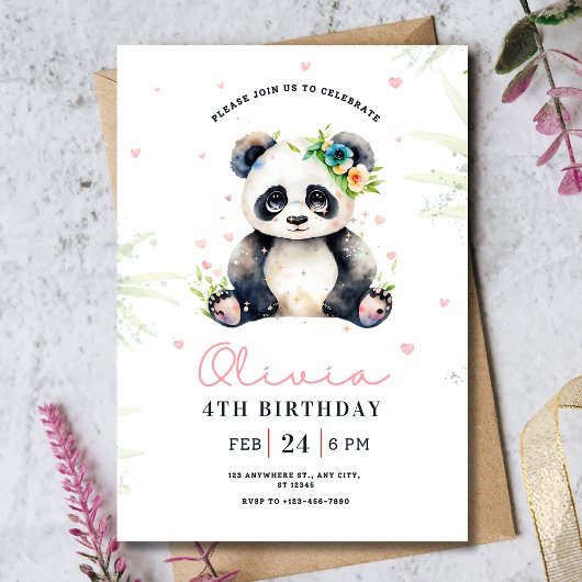 Invitation d'anniversaire Panda, Anniversaire de f