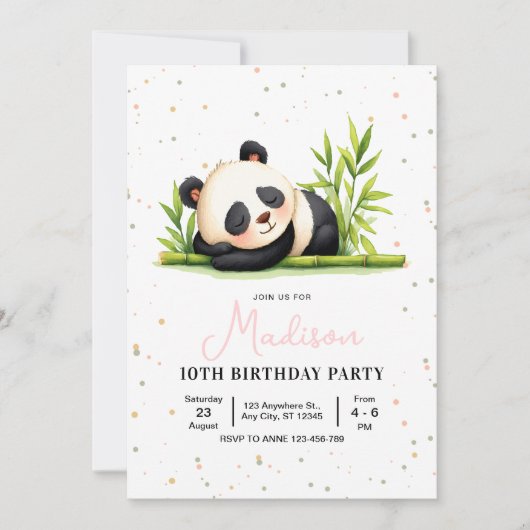Invitation d'anniversaire Panda, Anniversaire des  (Devant)