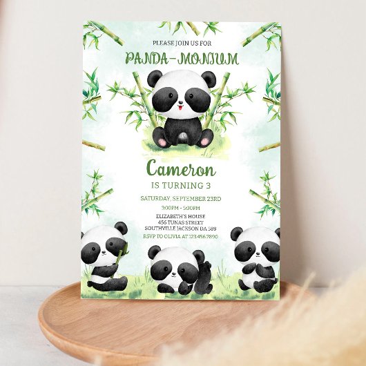 Invitation d'anniversaire Panda-monium Panda