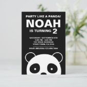Invitation d'anniversaire Panda, Parti noir et bla (Debout devant)