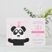 Invitation d'anniversaire Panda Rose (Debout devant)