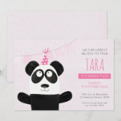 Invitation d'anniversaire Panda Rose (Devant / Derrière)