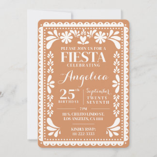 Invitation d'anniversaire Papel Picado Terracotta 