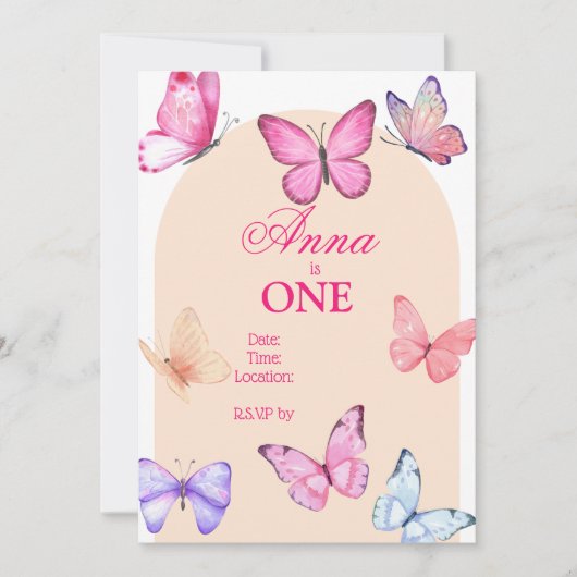 Invitation d'anniversaire papillon (Devant)
