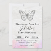 Invitation d'anniversaire papillon (Devant)