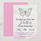 Invitation d'anniversaire papillon (Devant / Derrière)