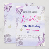 Invitation d'anniversaire Papillon (Devant / Derrière)