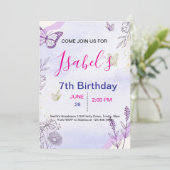 Invitation d'anniversaire Papillon (Debout devant)