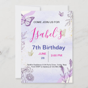 Invitation d'anniversaire Papillon