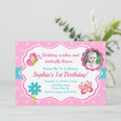 Invitation d'anniversaire papillon 1er anniversair (Debout devant)