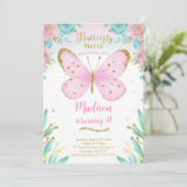 Invitation d'anniversaire papillon aquarelle (Debout devant)