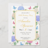 Invitation d'anniversaire papillon aquarelle flora (Devant)
