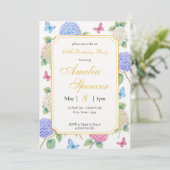 Invitation d'anniversaire papillon aquarelle flora (Debout devant)