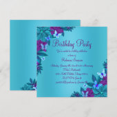 Invitation d'anniversaire Papillon Bleu Clair et V (Devant / Derrière)