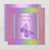 INVITATION D'ANNIVERSAIRE PAPILLON COULEUR VIVE (Devant / Derrière)