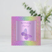 INVITATION D'ANNIVERSAIRE PAPILLON COULEUR VIVE (Debout devant)