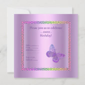 INVITATION D'ANNIVERSAIRE PAPILLON COULEUR VIVE (Dos)
