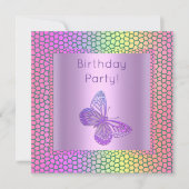 INVITATION D'ANNIVERSAIRE PAPILLON COULEUR VIVE (Devant)
