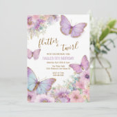 Invitation d'anniversaire papillon, fille flutter (Debout devant)