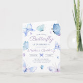 Invitation d'anniversaire papillon, Filles 1er pap (Devant)