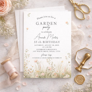 invitation d'anniversaire papillon, fleurs de prin