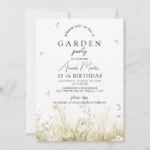 invitation d'anniversaire papillon, fleurs de prin (Devant)