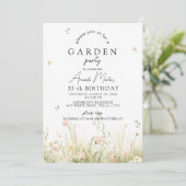 invitation d'anniversaire papillon, fleurs de prin (Debout devant)