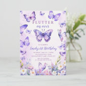 Invitation d'anniversaire papillon floral (Debout devant)