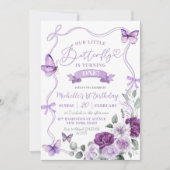 Invitation d'anniversaire papillon floral violet l (Devant)