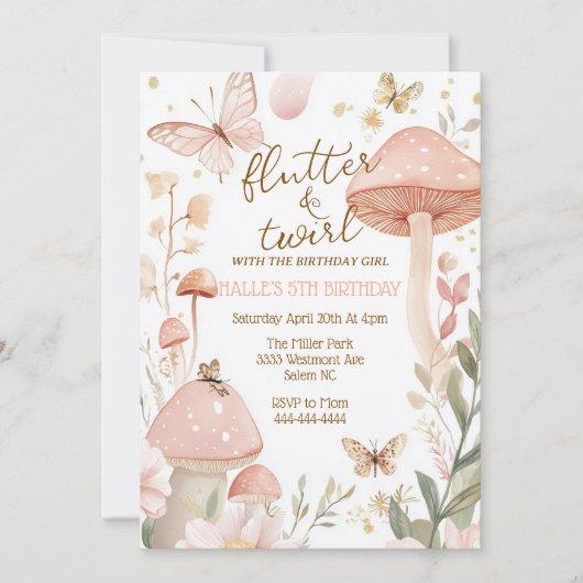 Invitation d'anniversaire papillon Invitation d'an (Devant)