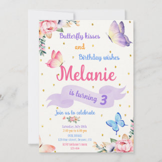 Invitation d'anniversaire Papillon Invitation de f