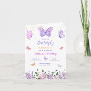 Invitation d'anniversaire Papillon, Jardin de fleu