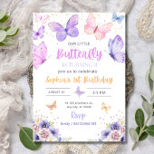 Invitation d'anniversaire Papillon, Jardin de fleu