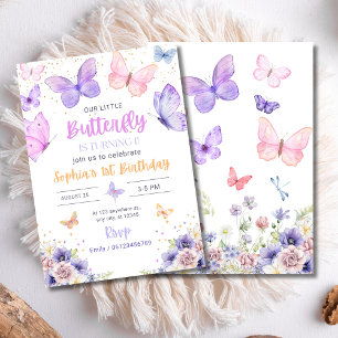 Invitation d'anniversaire Papillon, Jardin de fleu