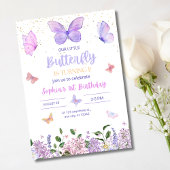 Invitation d'anniversaire Papillon, Jardin de fleu