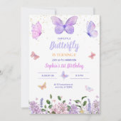 Invitation d'anniversaire Papillon, Jardin de fleu (Devant)