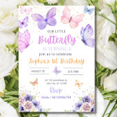 Invitation d'anniversaire papillon, Jardin Fleur s