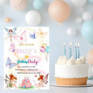 Invitation d'anniversaire Papillon Magique Fée Aqu