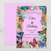 Invitation d'anniversaire Papillon Mignon  (Devant / Derrière)