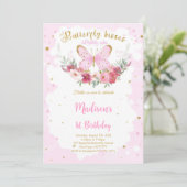 Invitation d'anniversaire papillon modifiable (Debout devant)